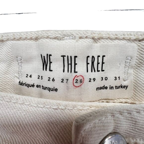 Free People We The Free Jeans Womens 27 Cream Tapered Leg Five Pocket Raw Hem - Picture 9 of 13